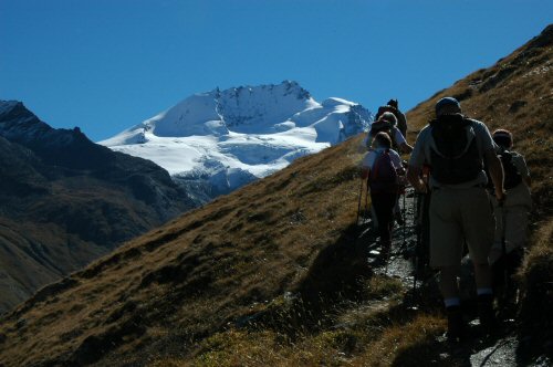 Blick auf das Rinfieschhorn auf dem Weg von den T&auml;schalmen nach Zermatt