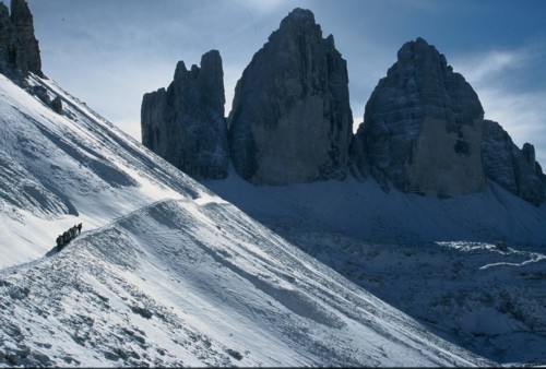 die Drei Zinnen im Gegenlicht 