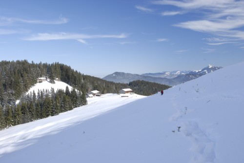 Winterwanderung von Schliersee (780m) &uuml;ber Gindelalm (1242m) nach Tegernsee (735 m)