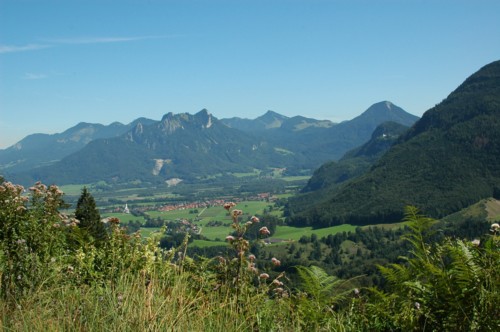 Blick auf das Inntal auf dem Weg von Brannenburg zum Wendelstein