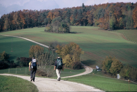 im Herbst &uuml;ber die sanften H&uuml;gel des Plateau-Juras